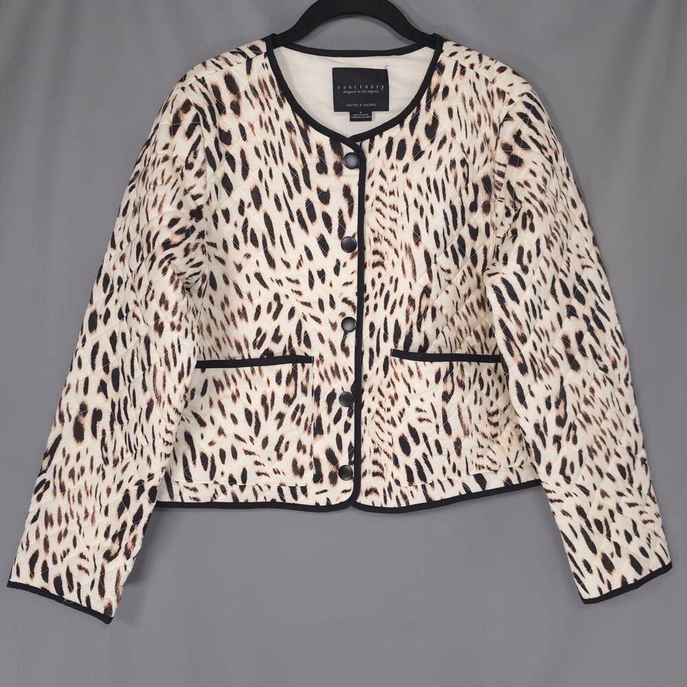 ANTHROPOLOGIE SANCTUARY Women NWOT SMALL Leopard Quilted Jacket Crafted Tailored